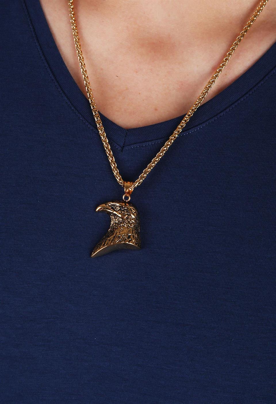 Altın Renk Kartal Figür Paslanmaz Çelik Kolye KLY59