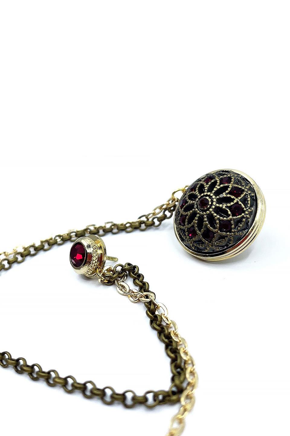 Altın Renk Kırmızı Taşlı Ceket Yaka İğnesi YI354