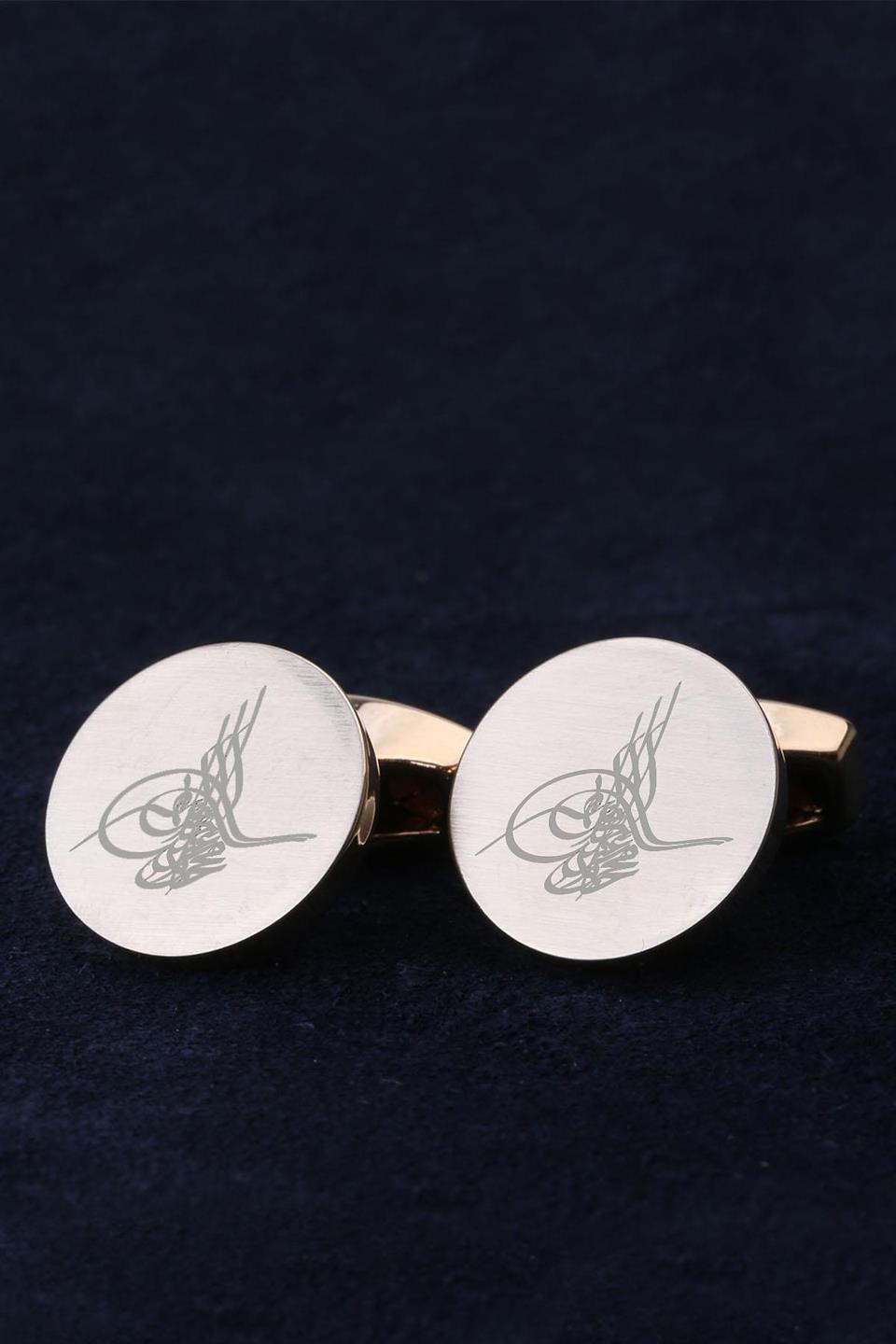 Altın Renk Osmanlı Tuğrası Kol Düğmesi