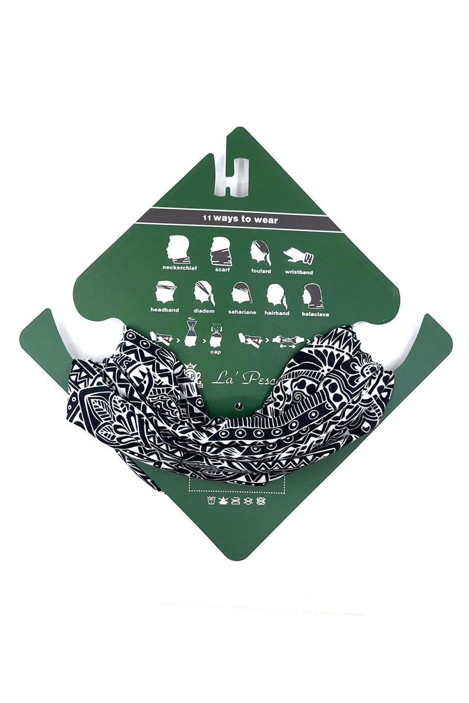 Antique Siyah - Beyaz Bandana BND99