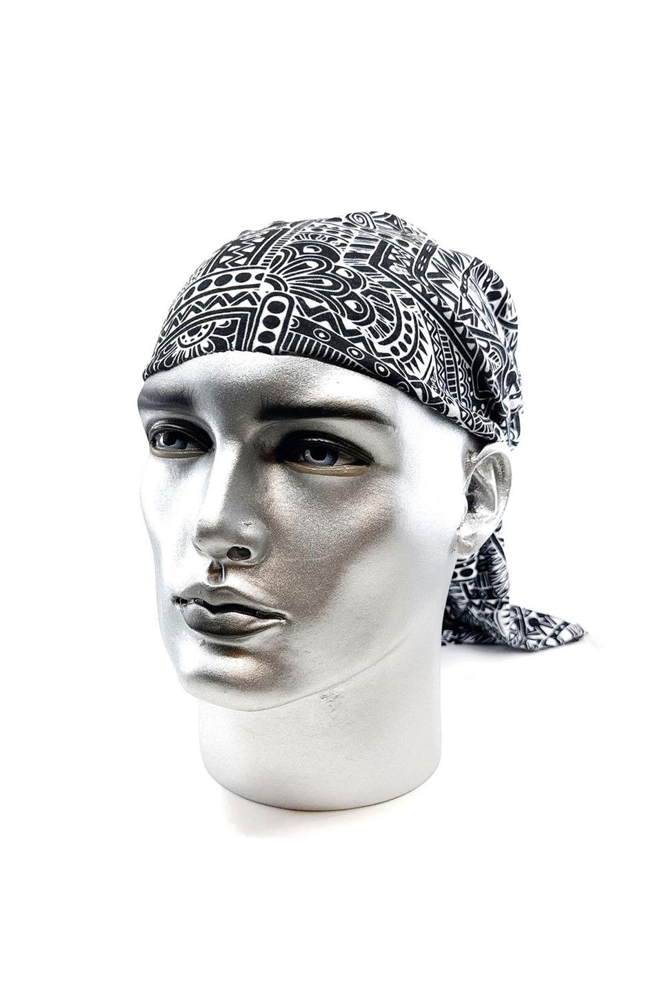 Antique Siyah - Beyaz Bandana BND99