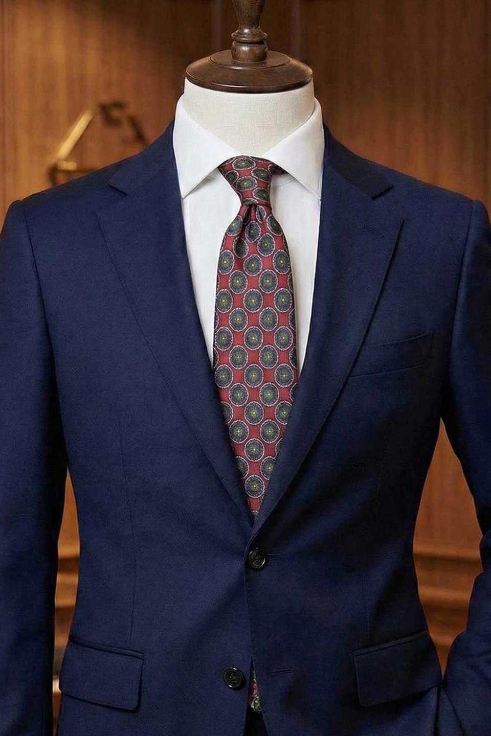 Arbostra Style Bordo Motif Desen İtalyan İpek Kravat İK2224