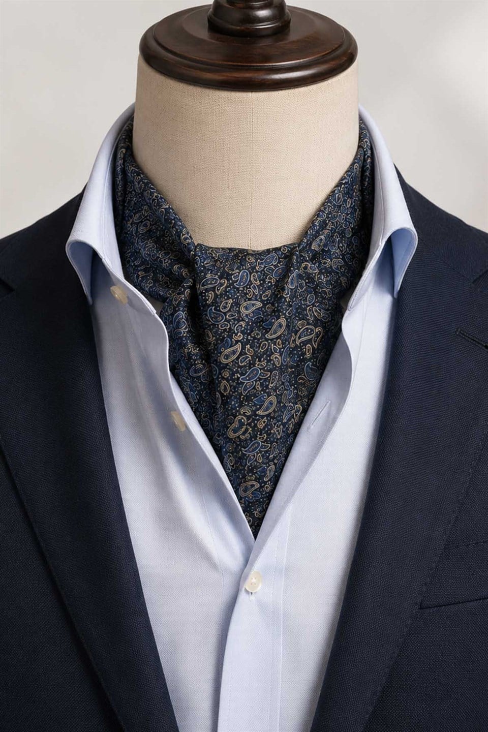 Avcı Yeşili Çok Renkli Şal Desen İtalyan İpek Ascot Kravat SAC151