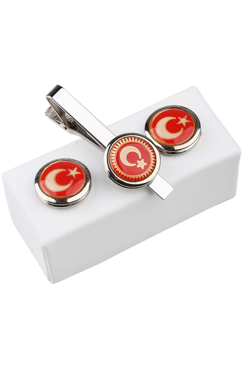 Ay Yıldız Kol Düğmesi ve Kravat İğnesi KD791