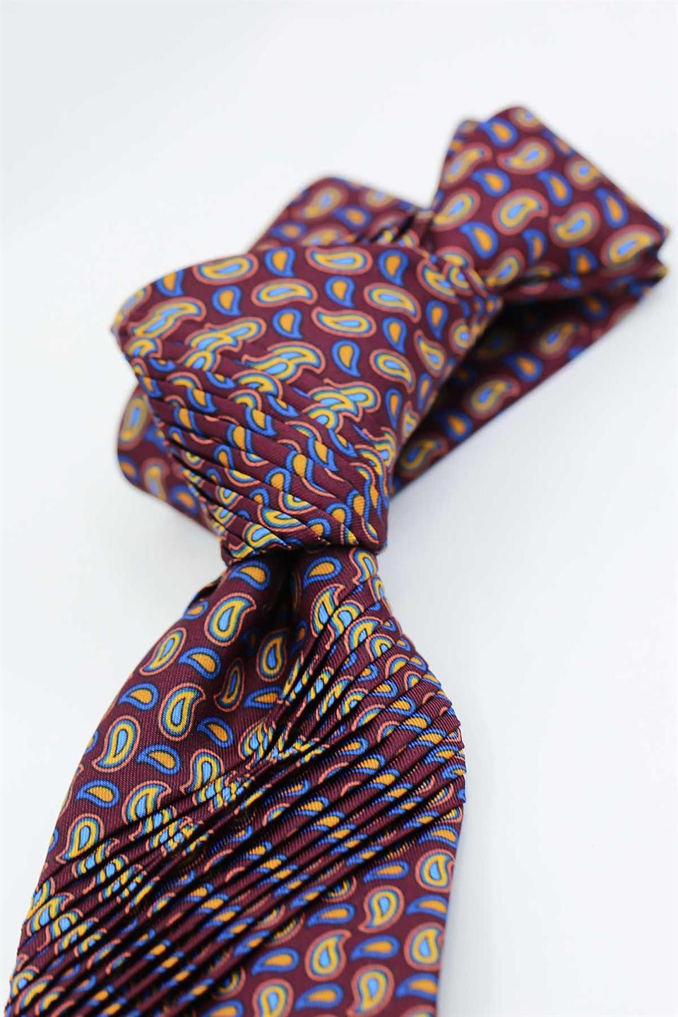 Bagheria Style Mürdüm Şal Desen Piliseli Kravat CRK92