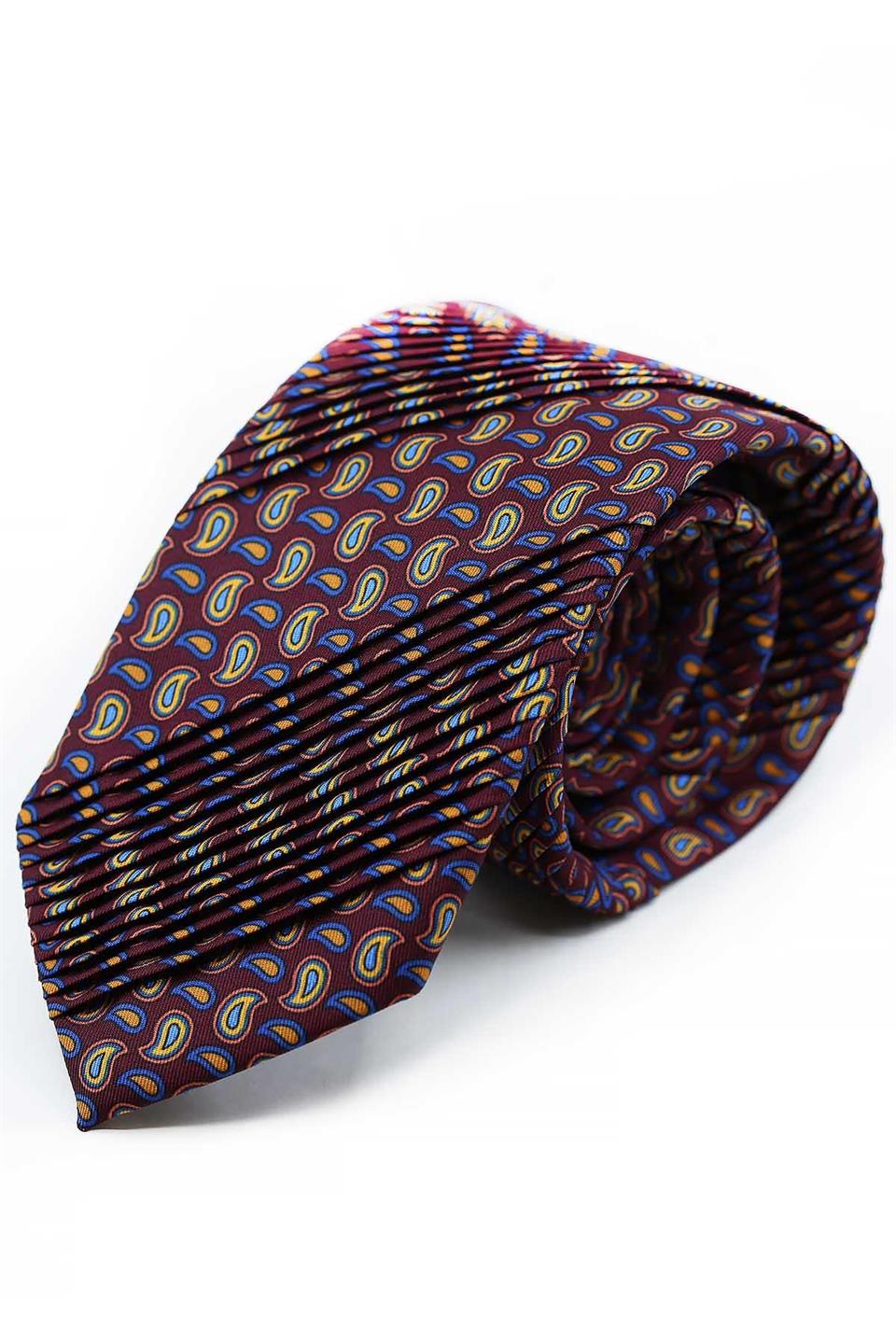 Bagheria Style Mürdüm Şal Desen Piliseli Kravat CRK92