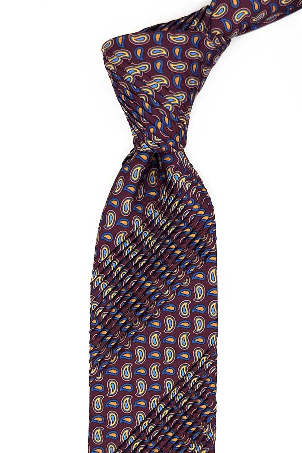 Bagheria Style Mürdüm Şal Desen Piliseli Kravat CRK92