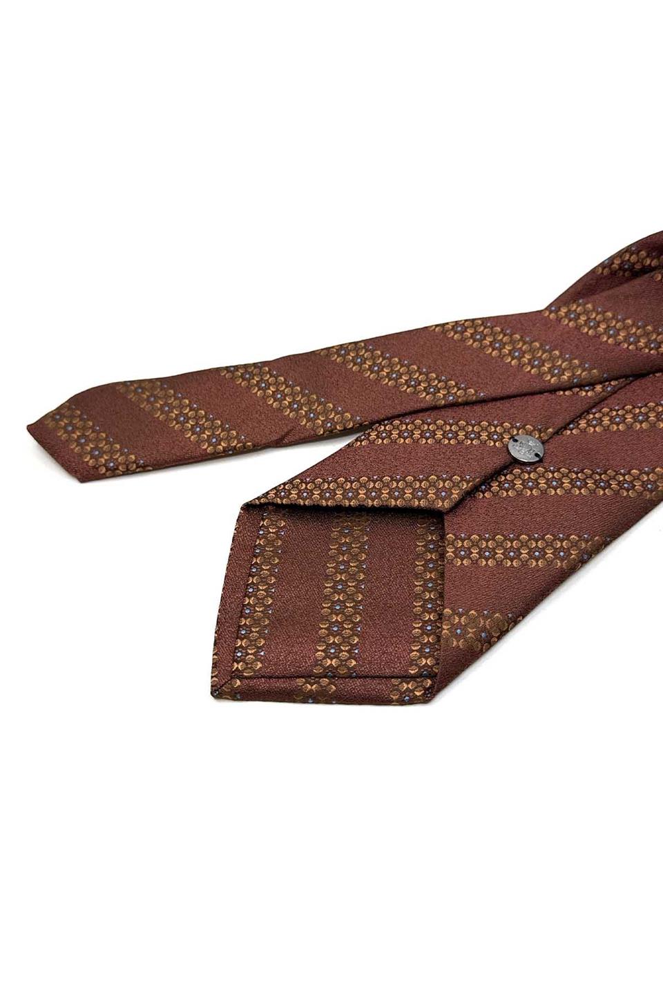 Bakır Çizgi Desen Mendilli Klasik Kravat KK13462