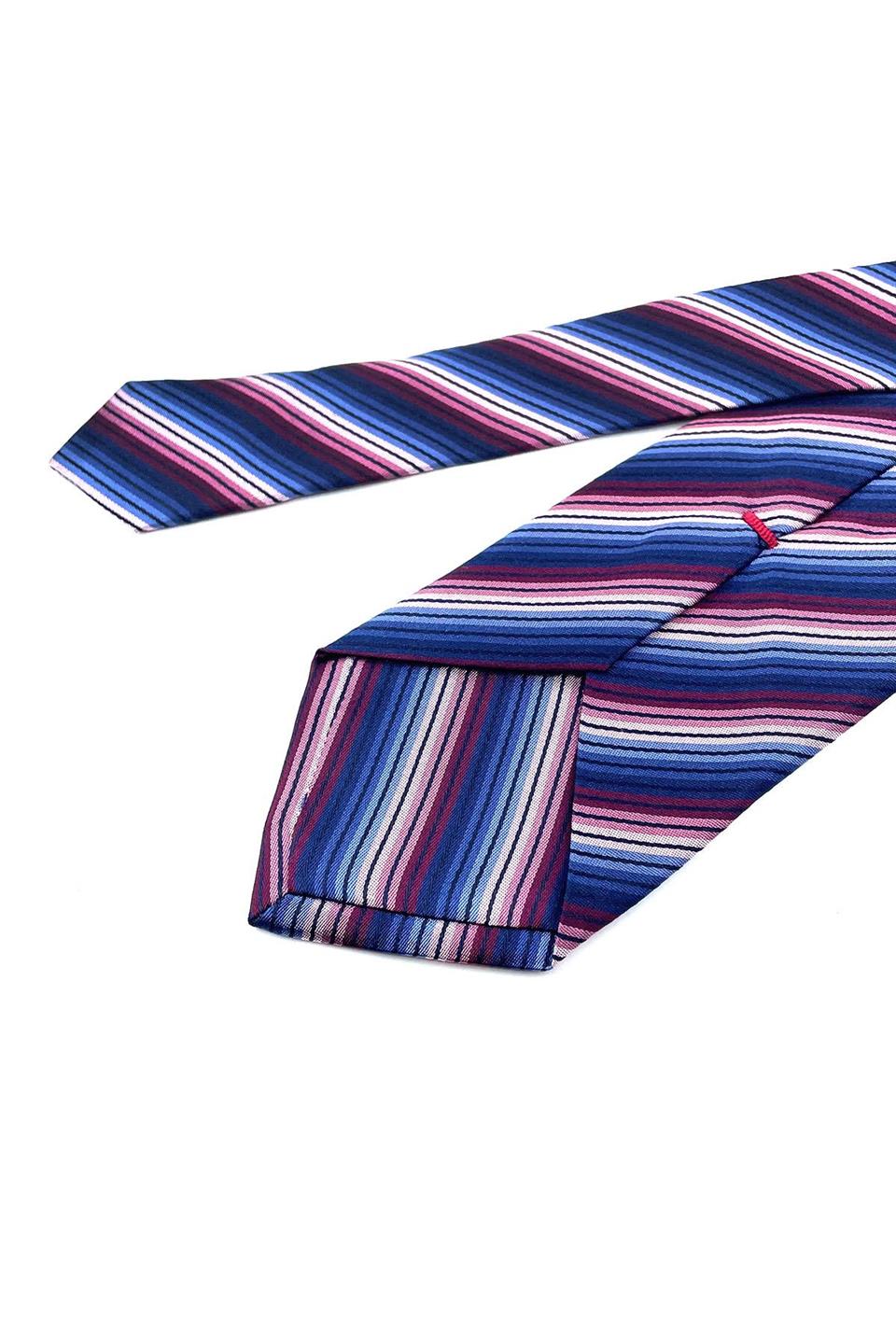 Bandica Style Lacivert Çizgi Desen İtalyan İpek Kravat İK1352