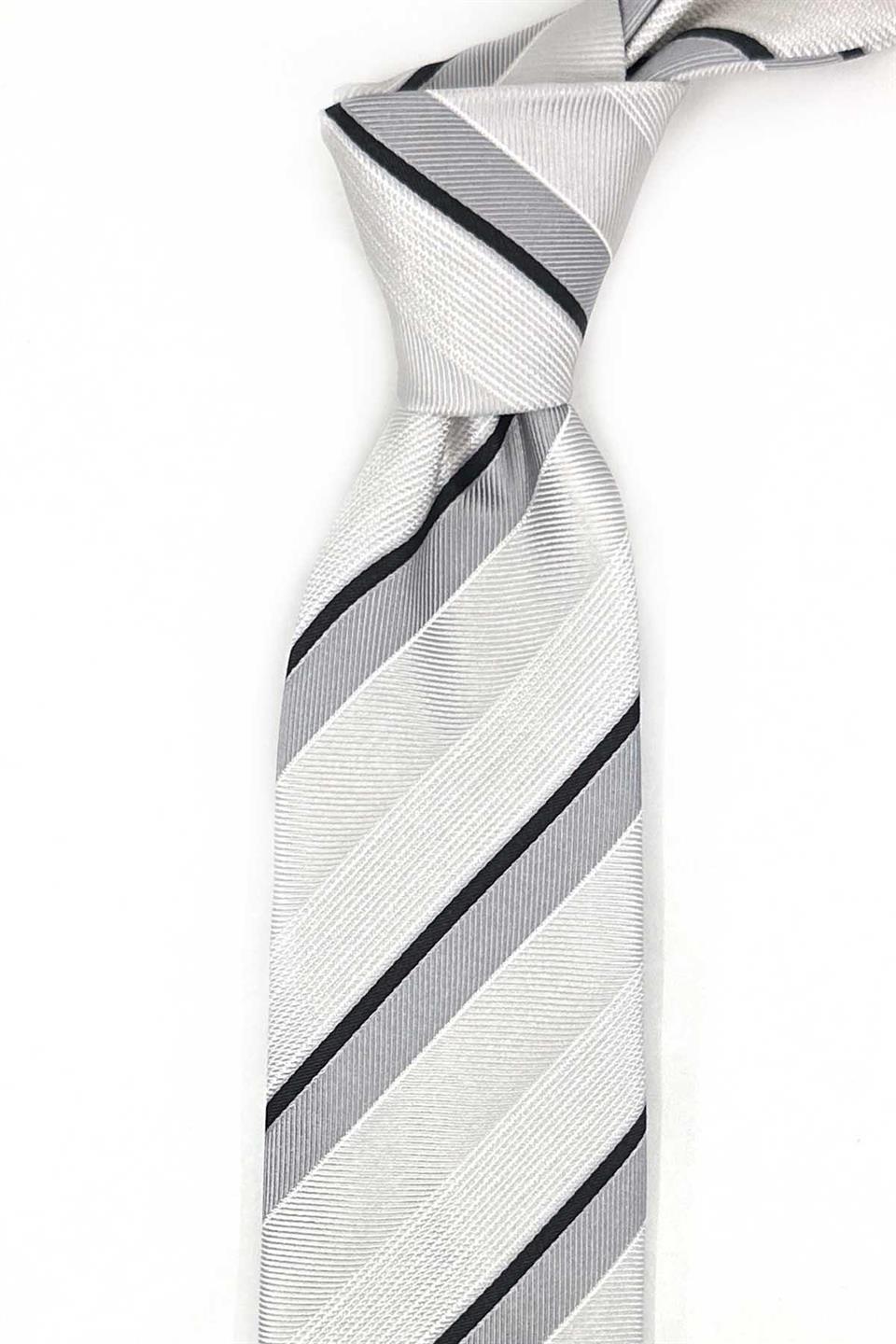 Baracci Style Gri İtalyan İpek Kravat İK2094