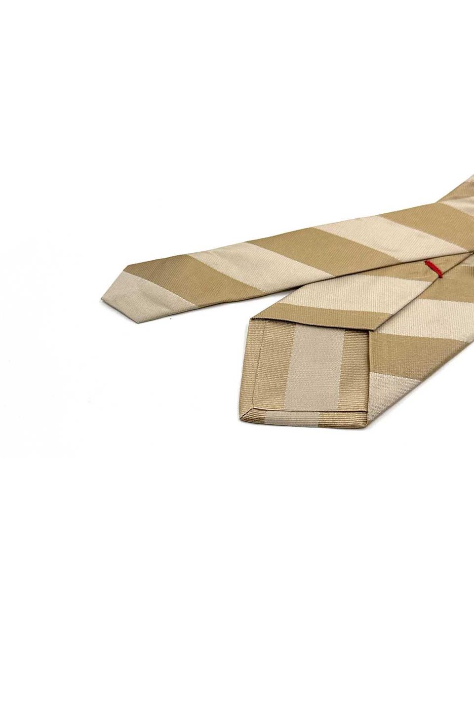 Bareira Style Bej Çizgi Desen İtalyan İpek Kravat İK2289