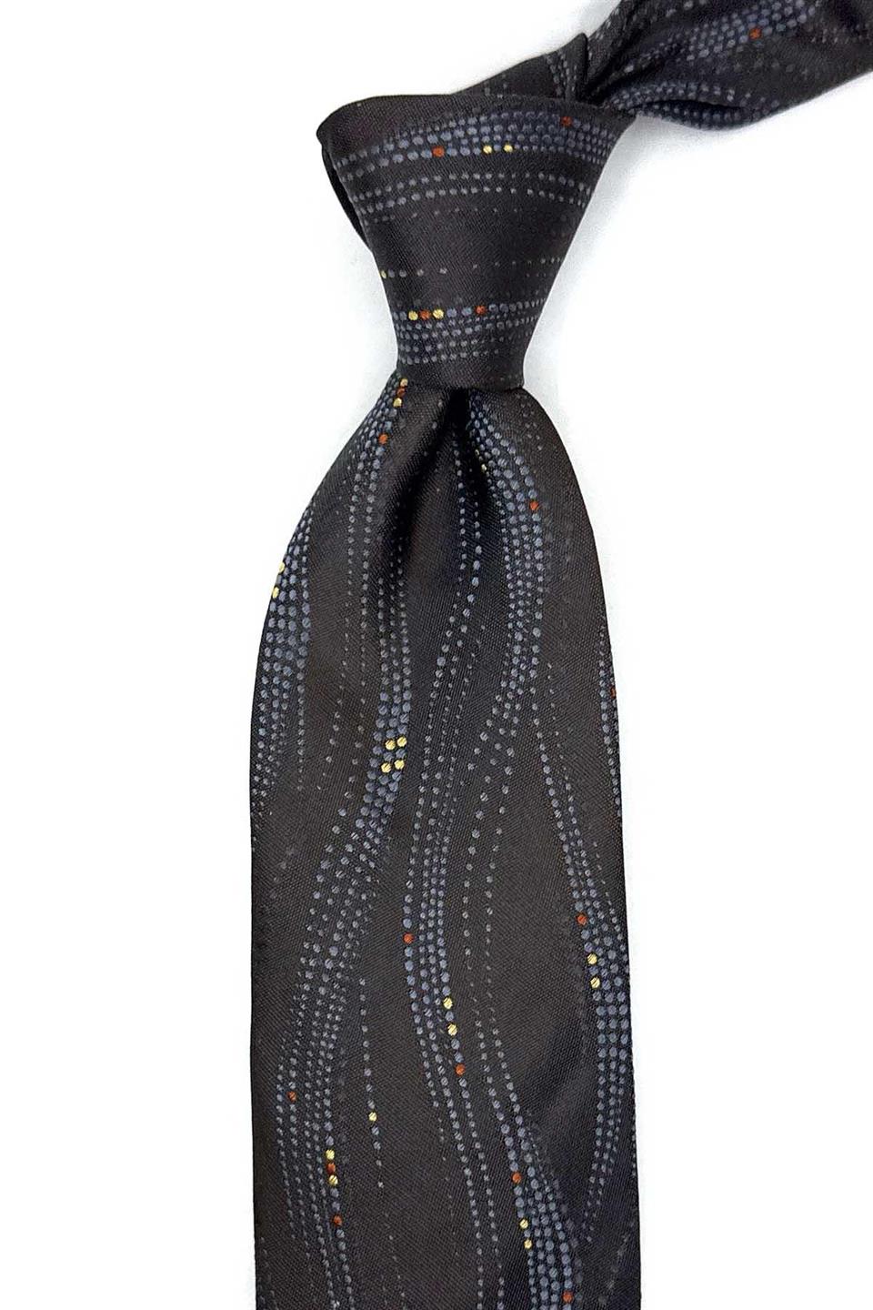 Baricella Style Füme Motif Desen İtalyan İpek Kravat İK1715