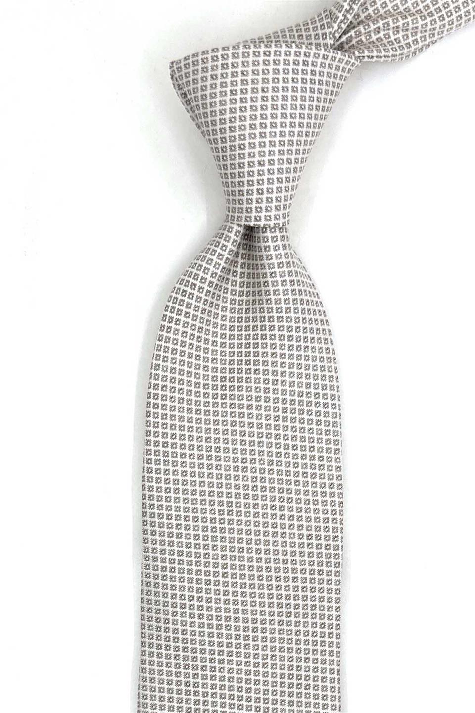 Basilio Style Bej Nokta Desen İtalyan İpek Kravat İK2302
