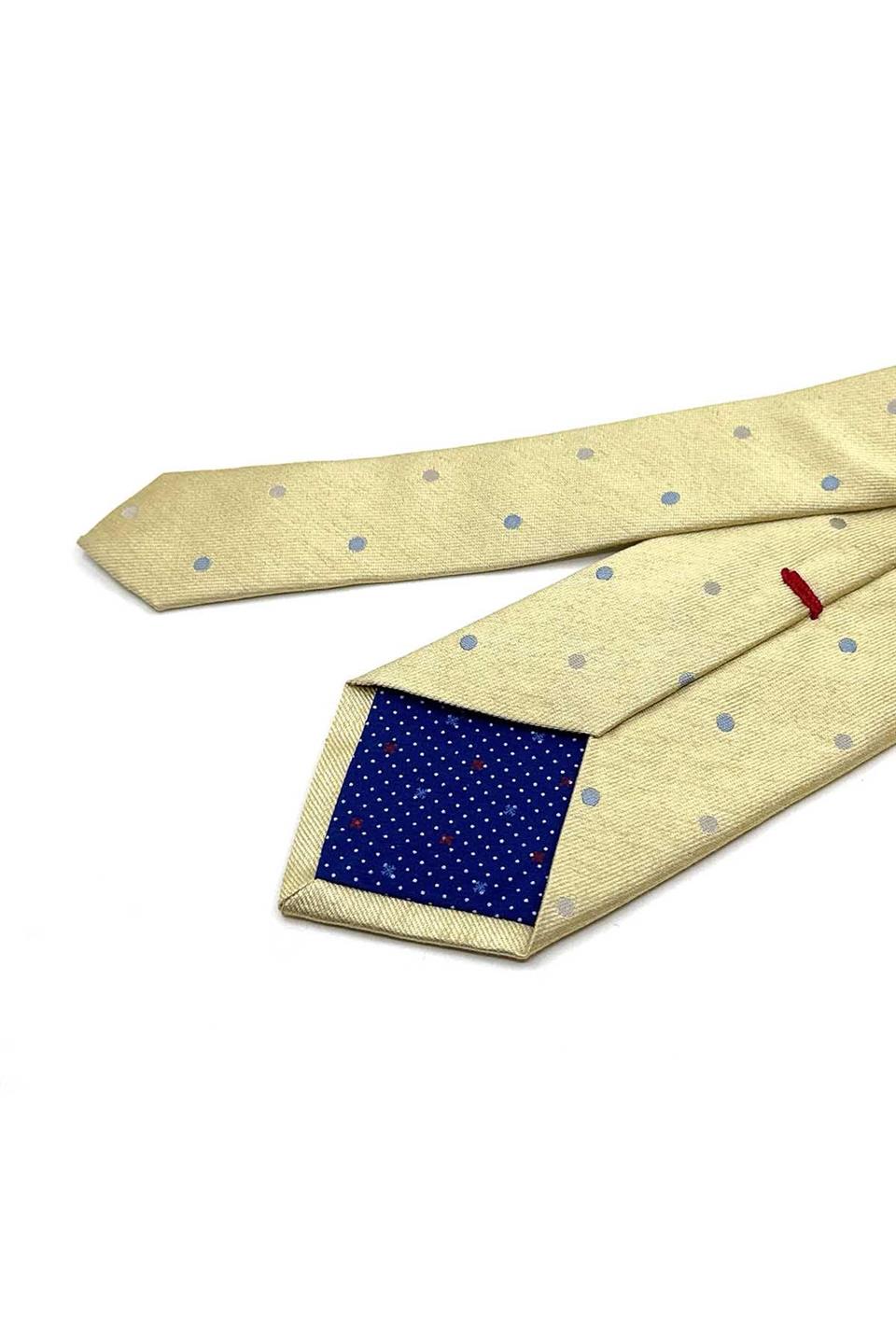 Bassi Style Limon Sarı Puantiye Desen İtalyan İpek Kravat İK1793