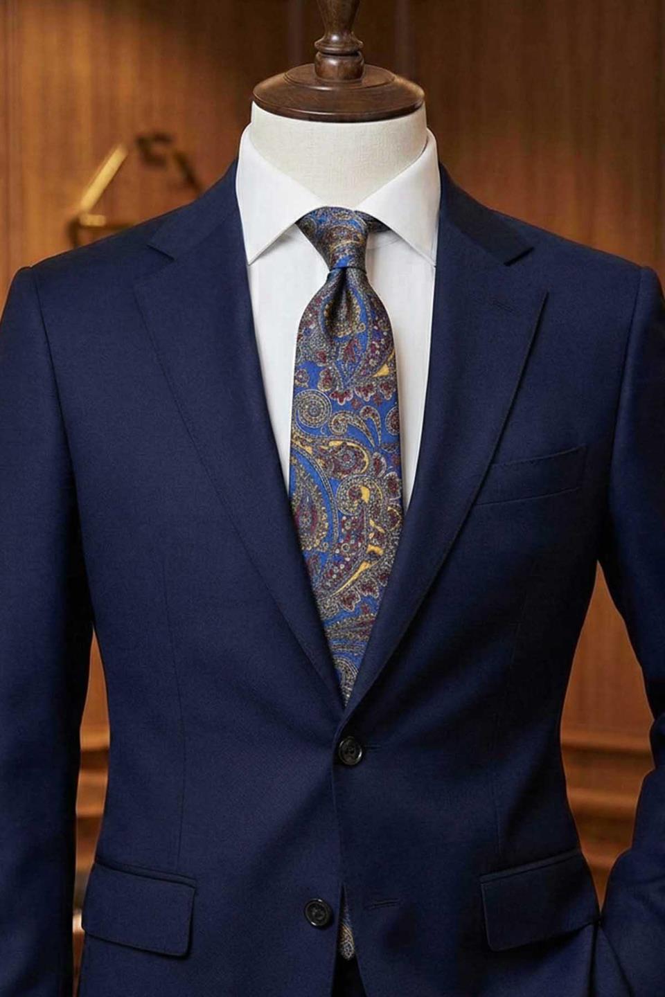 Baveno Style Çok Renkli Şal Desen İtalyan İpek Kravat İK2245