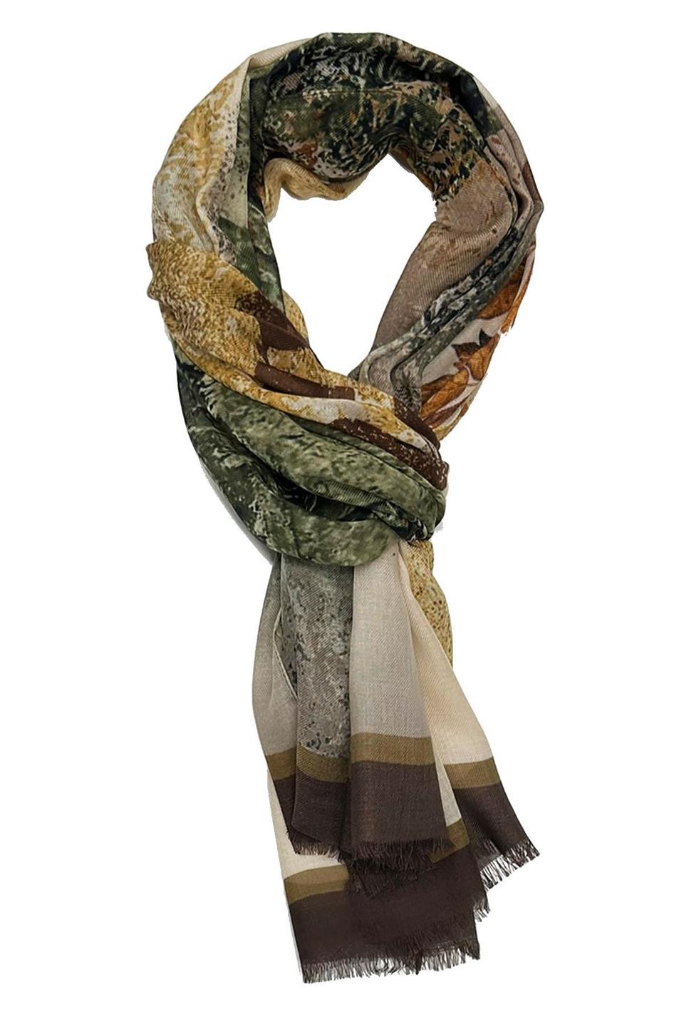 Baxter Style Bej - Yeşil İtalyan Modal Kaşkol MDL26