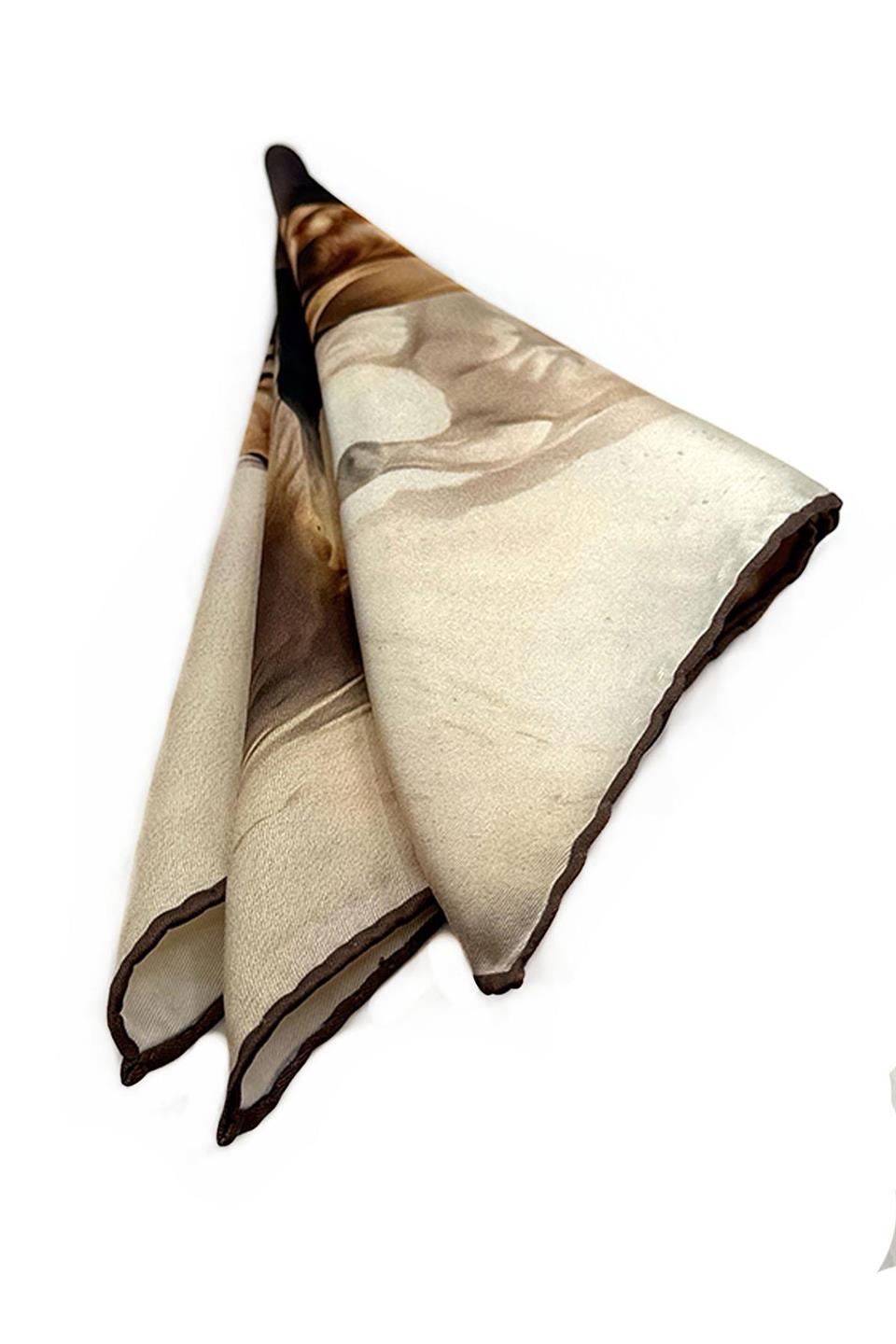 Bej At Motifli Erkek Cep Mendili SPS614-94