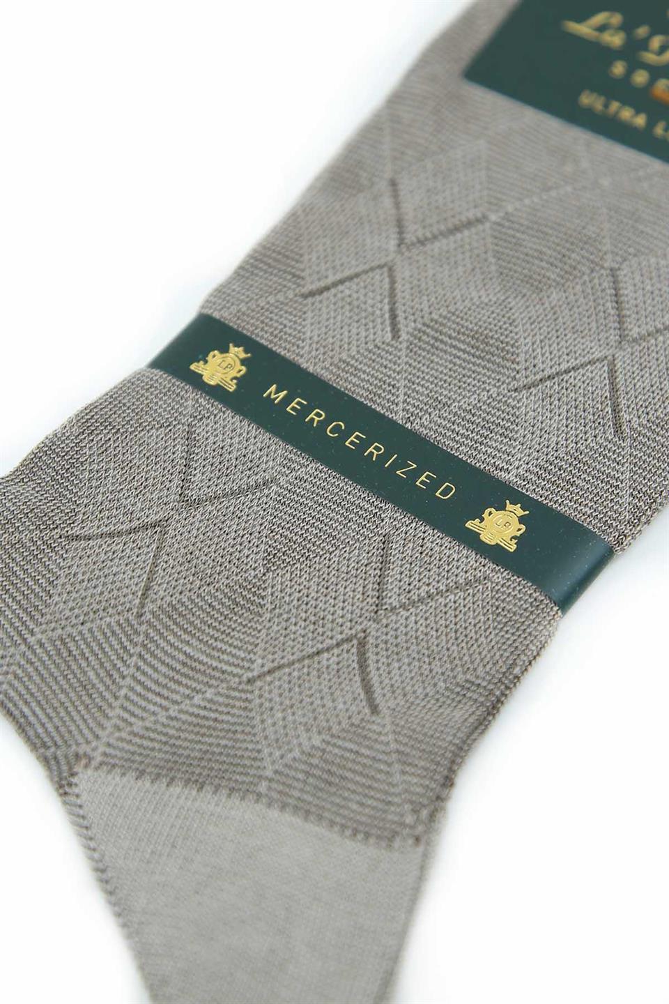 Bej Baklava Desen Ultra Lüks Merserize Tekli Erkek Çorap CRP331