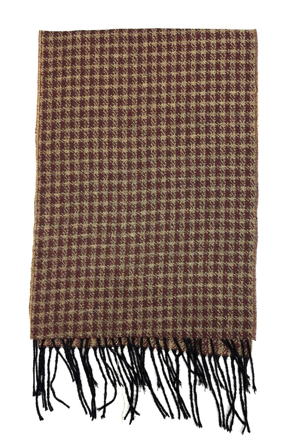 Bej - Bordo Motif Desen Erkek Kaşkol K559