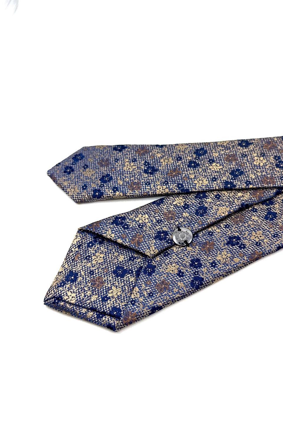 Bej Çiçek Desen İnce Kravat SK7934