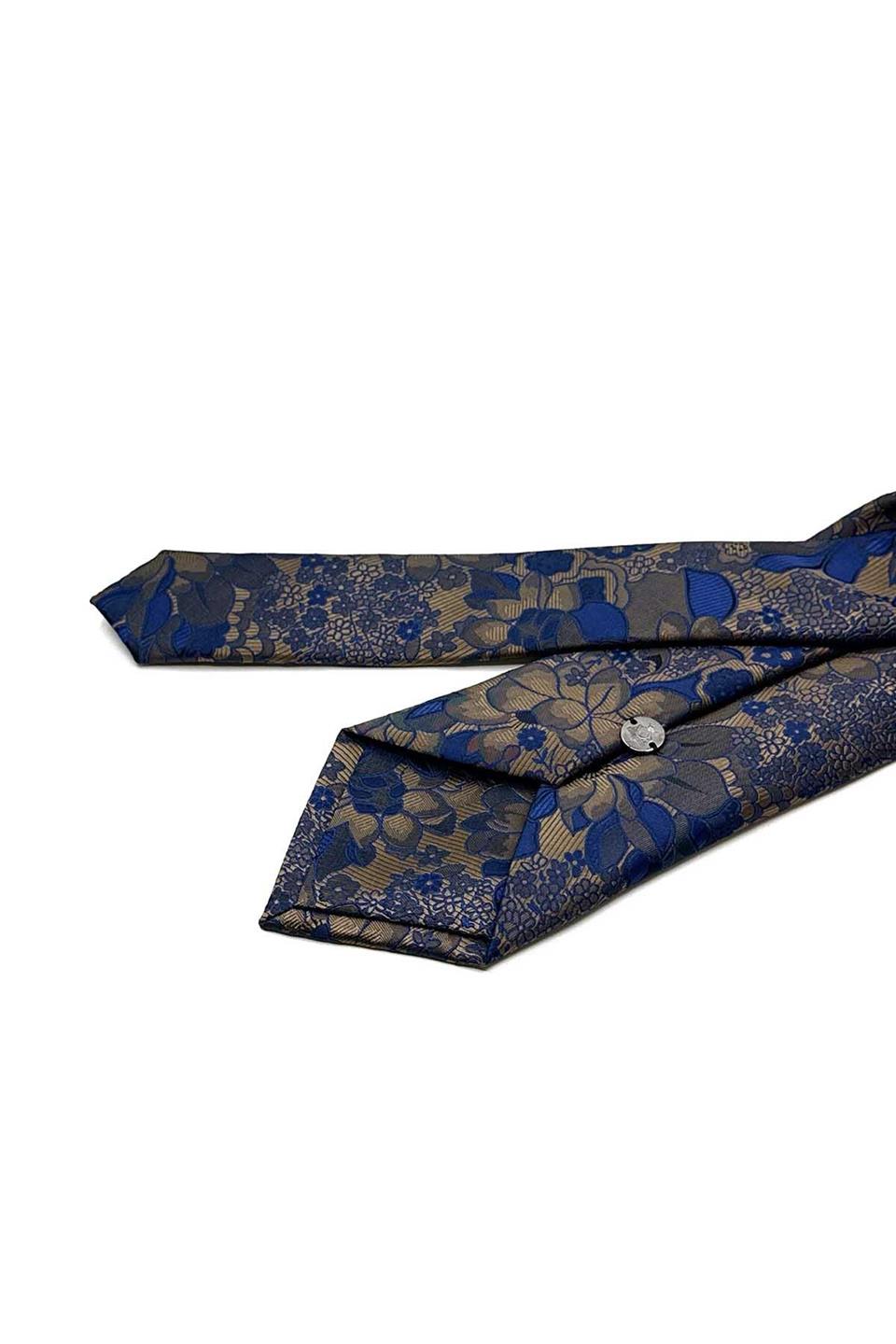 Bej Çiçek Desen Mendilli Klasik Kravat KK12947