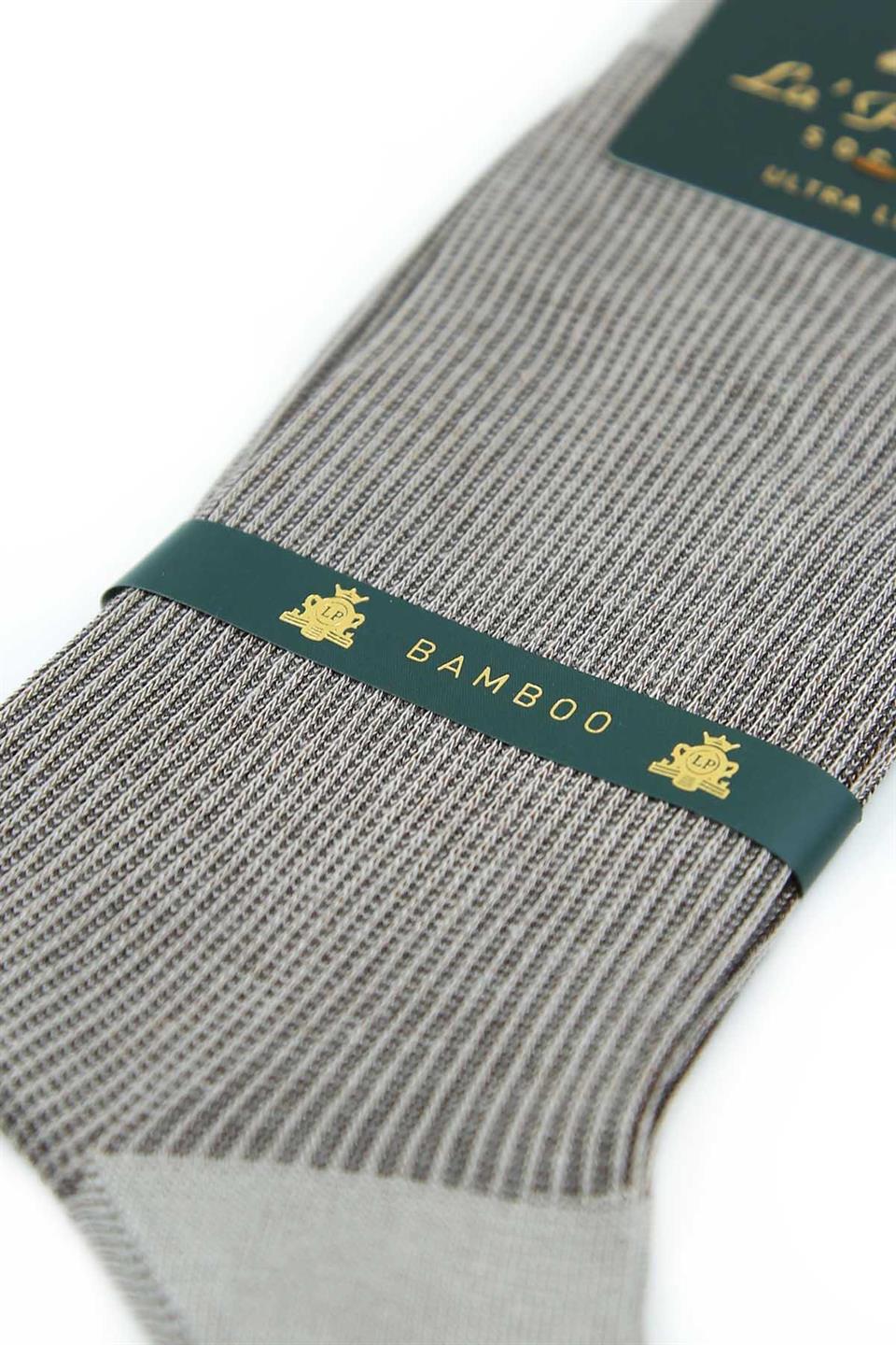 Bej Çizgi Desen 6lı Ultra Lüks Bambu Erkek Çorap CRP308