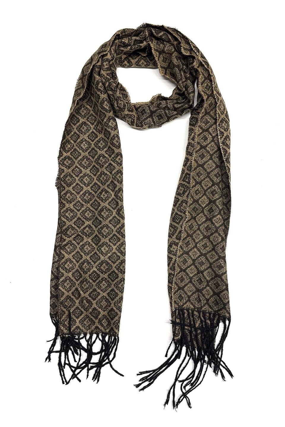 Bej - Kahve Motif Desen Erkek Kaşkol K554