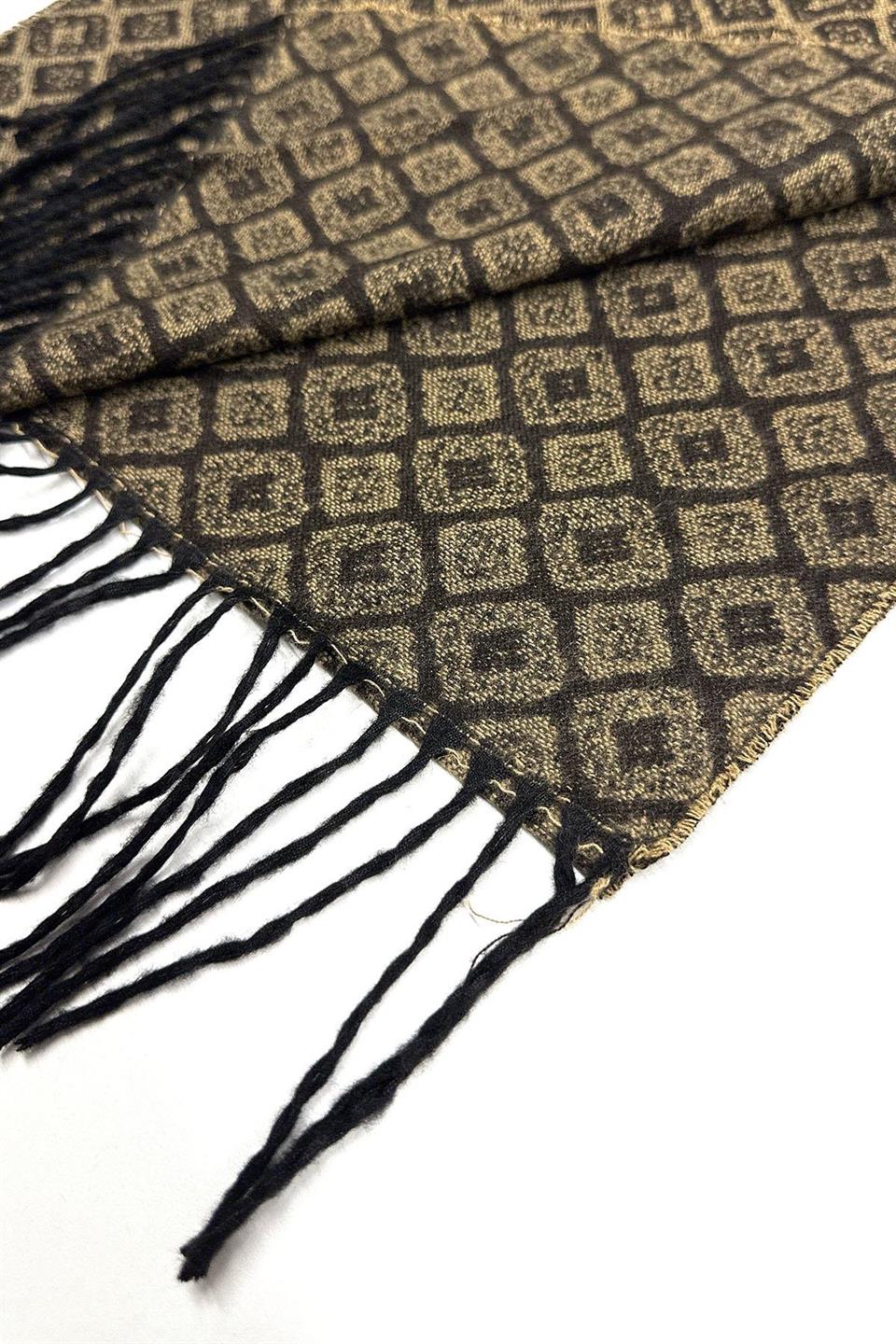 Bej - Kahve Motif Desen Erkek Kaşkol K554