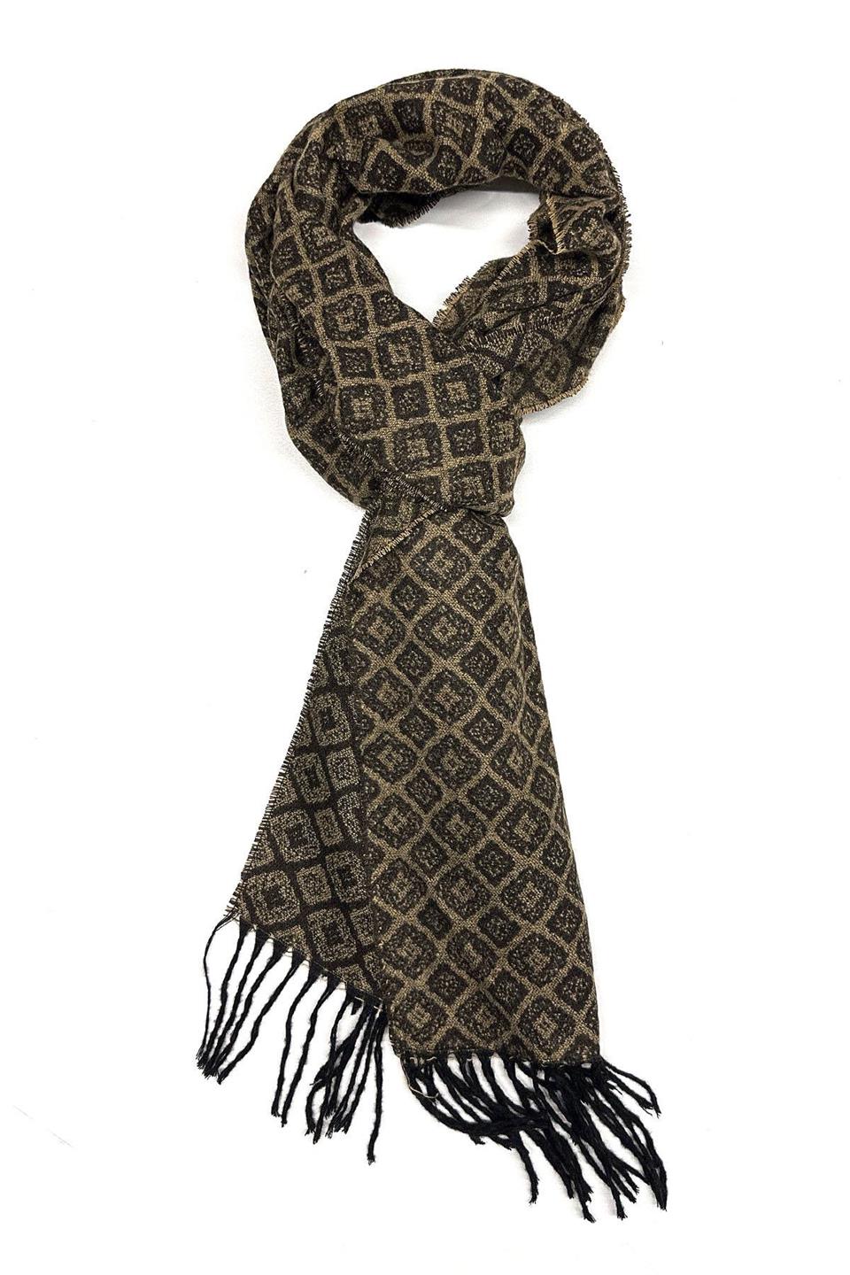 Bej - Kahve Motif Desen Erkek Kaşkol K554