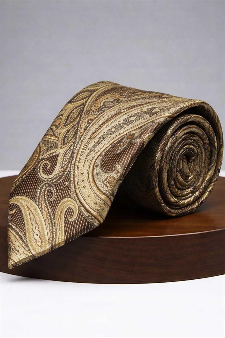 Bej - Kahve Şal Kravat