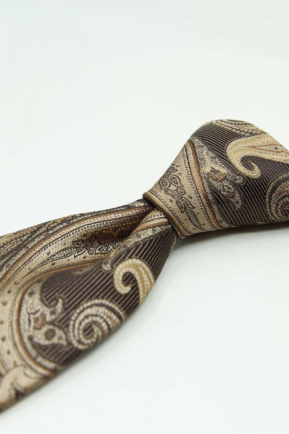 Bej - Kahve Şal Kravat