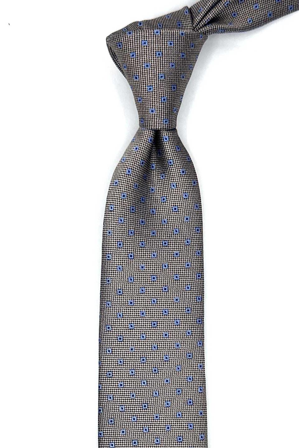 Bej Küçük Desen Slim Kravat SK8052