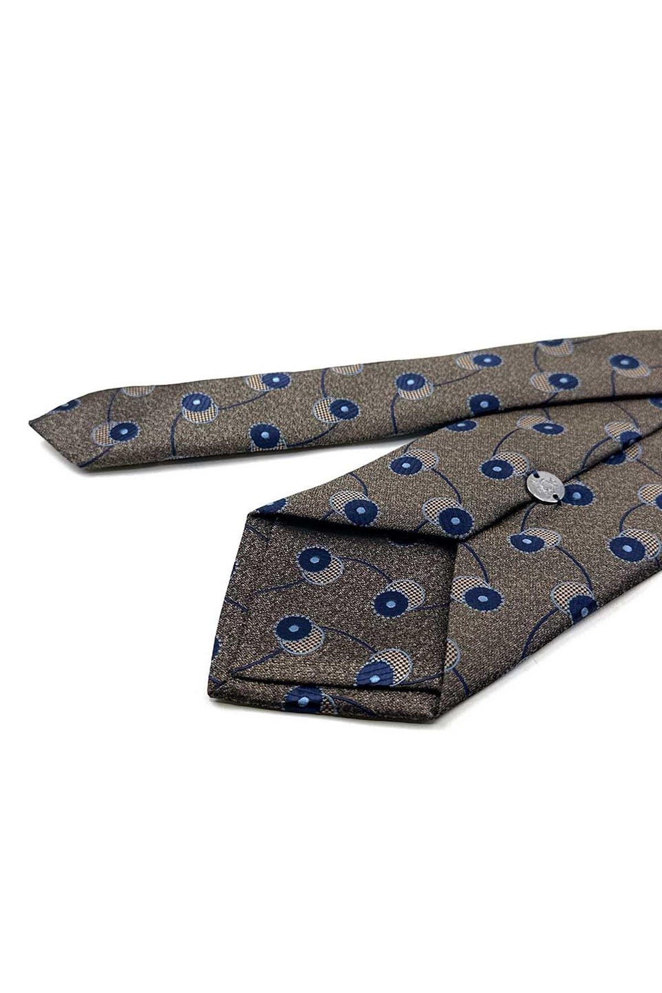 Bej Lacivert Motif Desen Mendilli Klasik Kravat KK13978