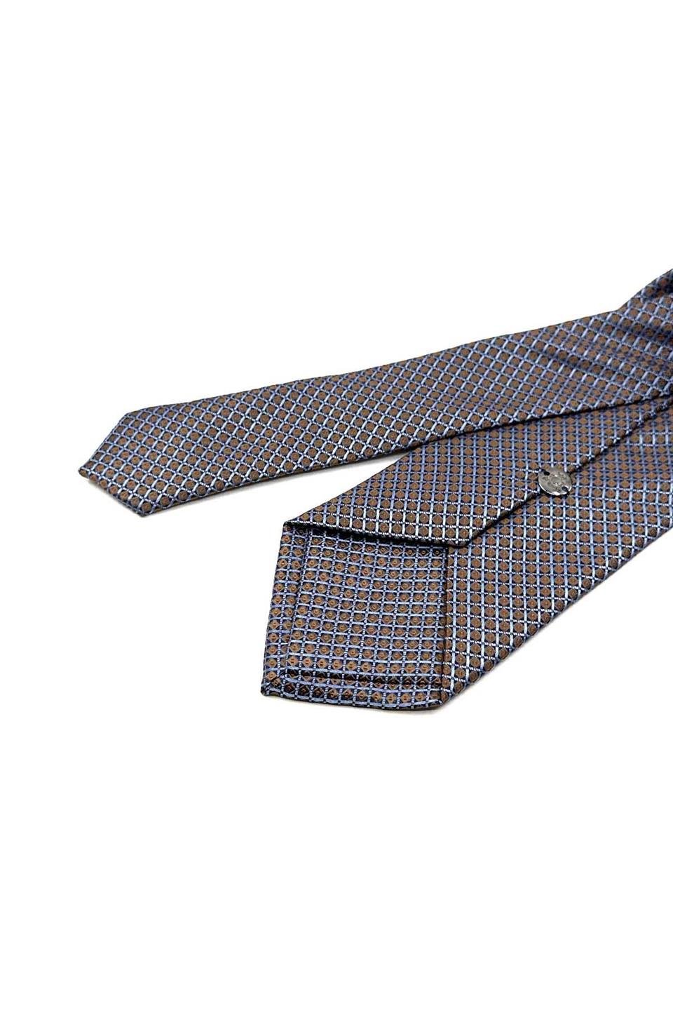 Bej - Mavi Küçük Desen Mendilli Klasik Kravat KK12627