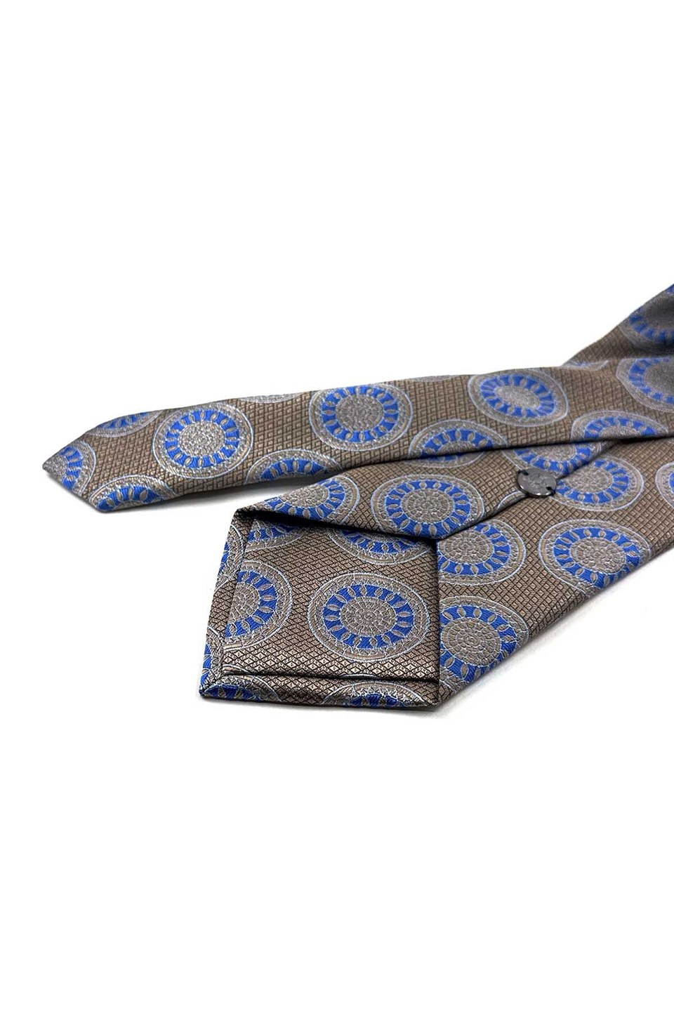 Bej Mavi Motif Desen Mendilli Klasik Kravat KK13973