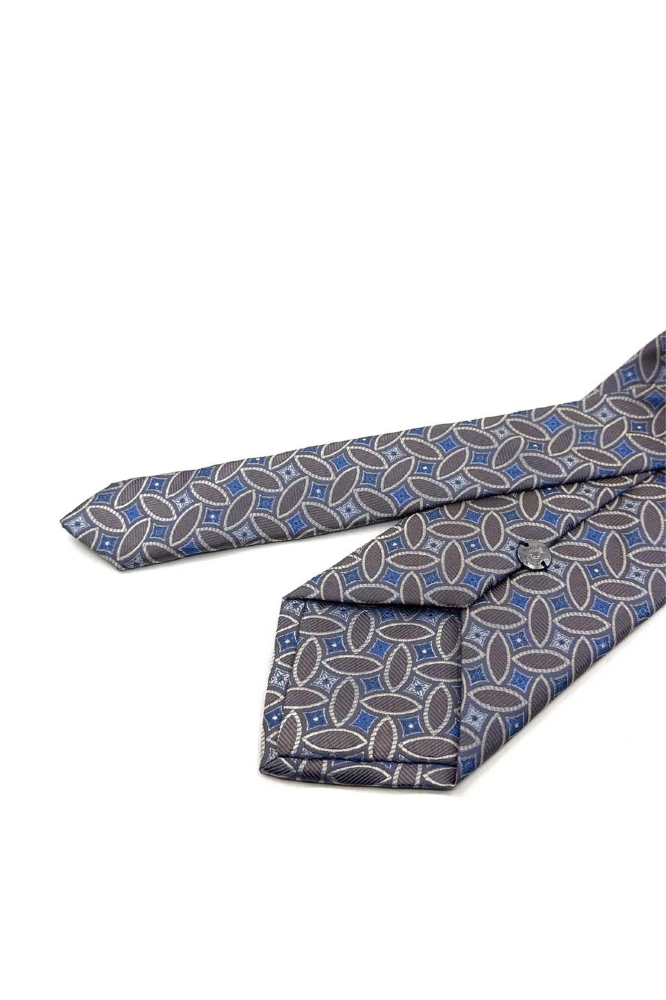 Bej Mavi Motif Desen Mendilli Klasik Kravat KK13987