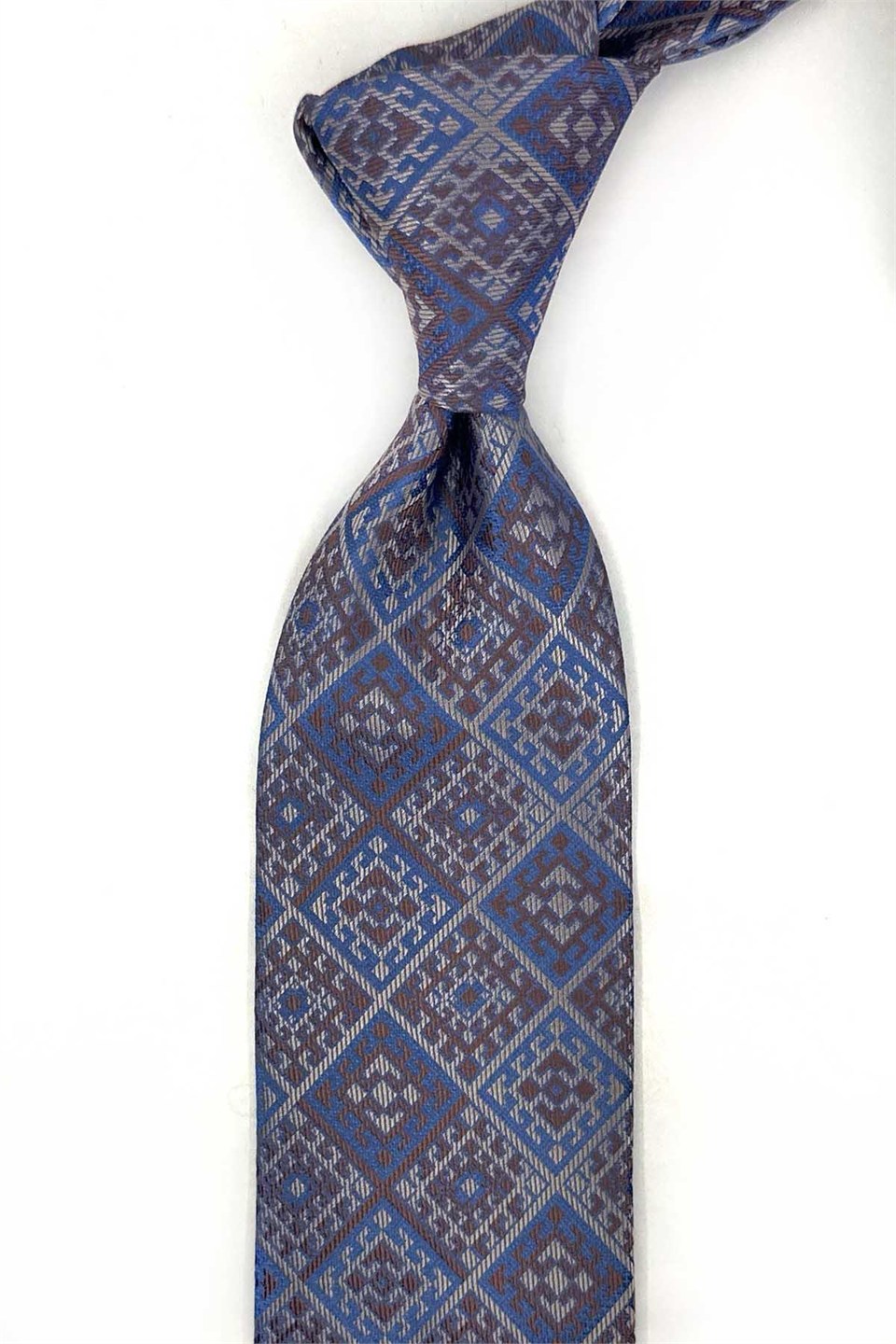 Bej Mavi Motif Kravat PRM152