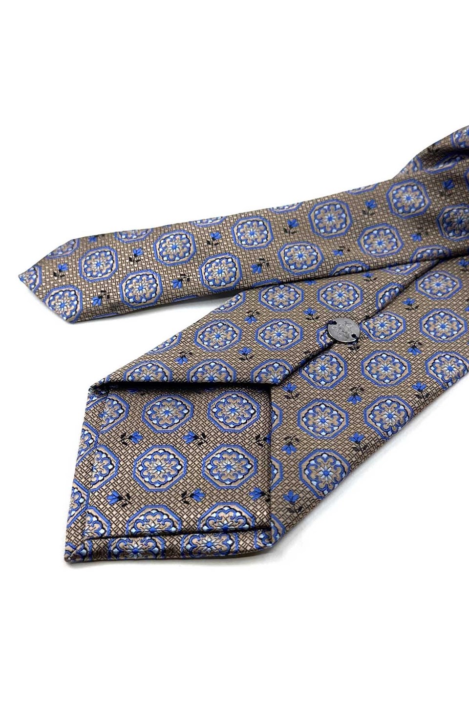 Bej Motif Desen Mendilli Klasik Kravat KK13951