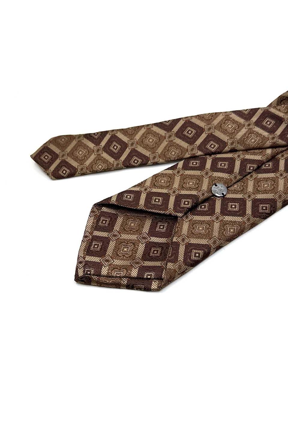 Bej Motif Desen Mendilli Klasik Kravat KK13433