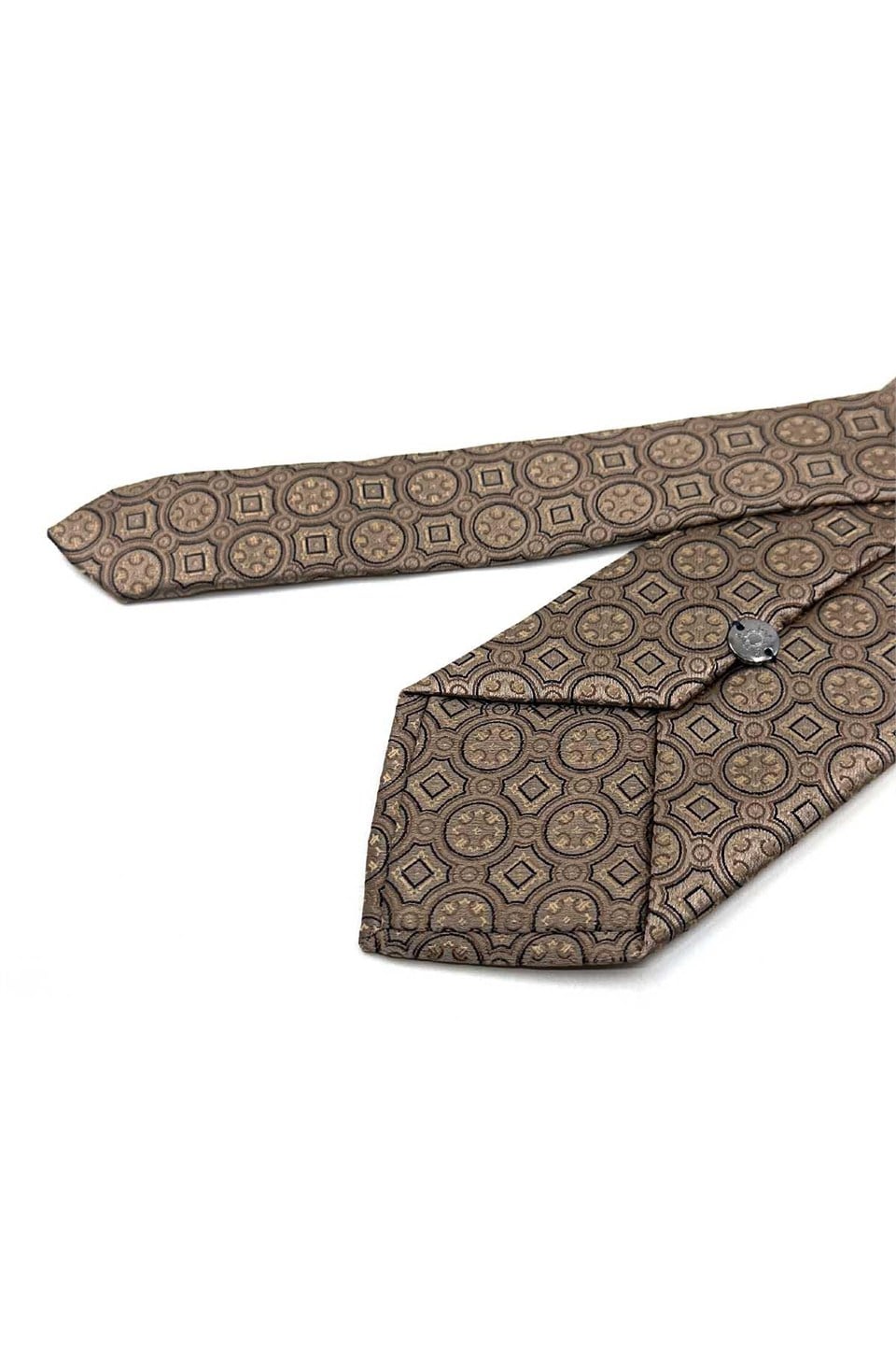 Bej Motif Desen Mendilli Klasik Kravat KK13999