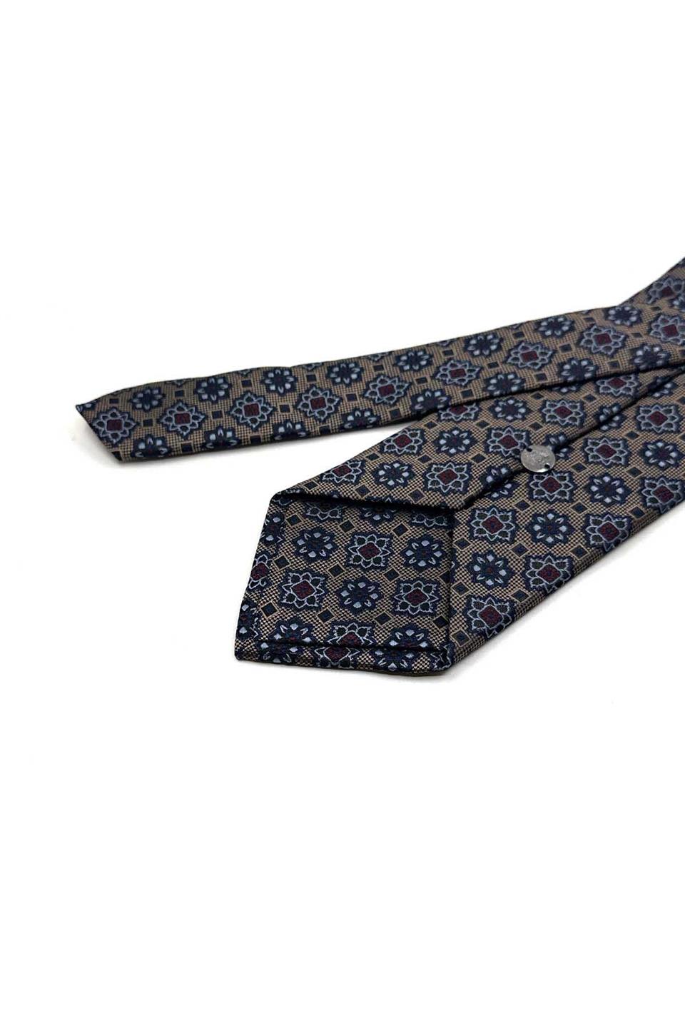 Bej Motif Desen Mendilli Klasik Kravat KK13564