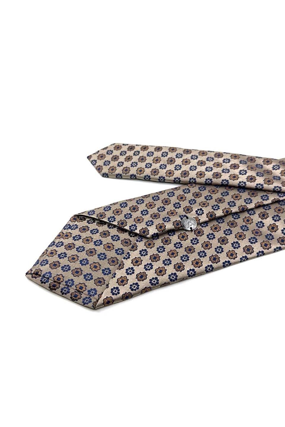 Bej Motif Desen Mendilli Klasik Kravat KK13185