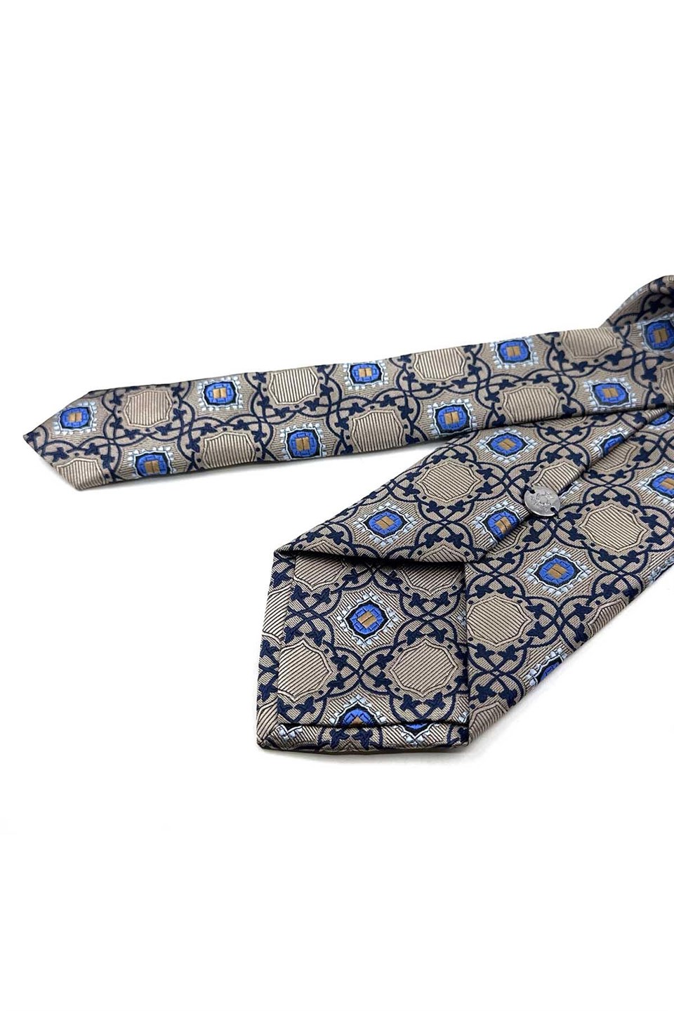 Bej Motif Desen Mendilli Klasik Kravat KK13916