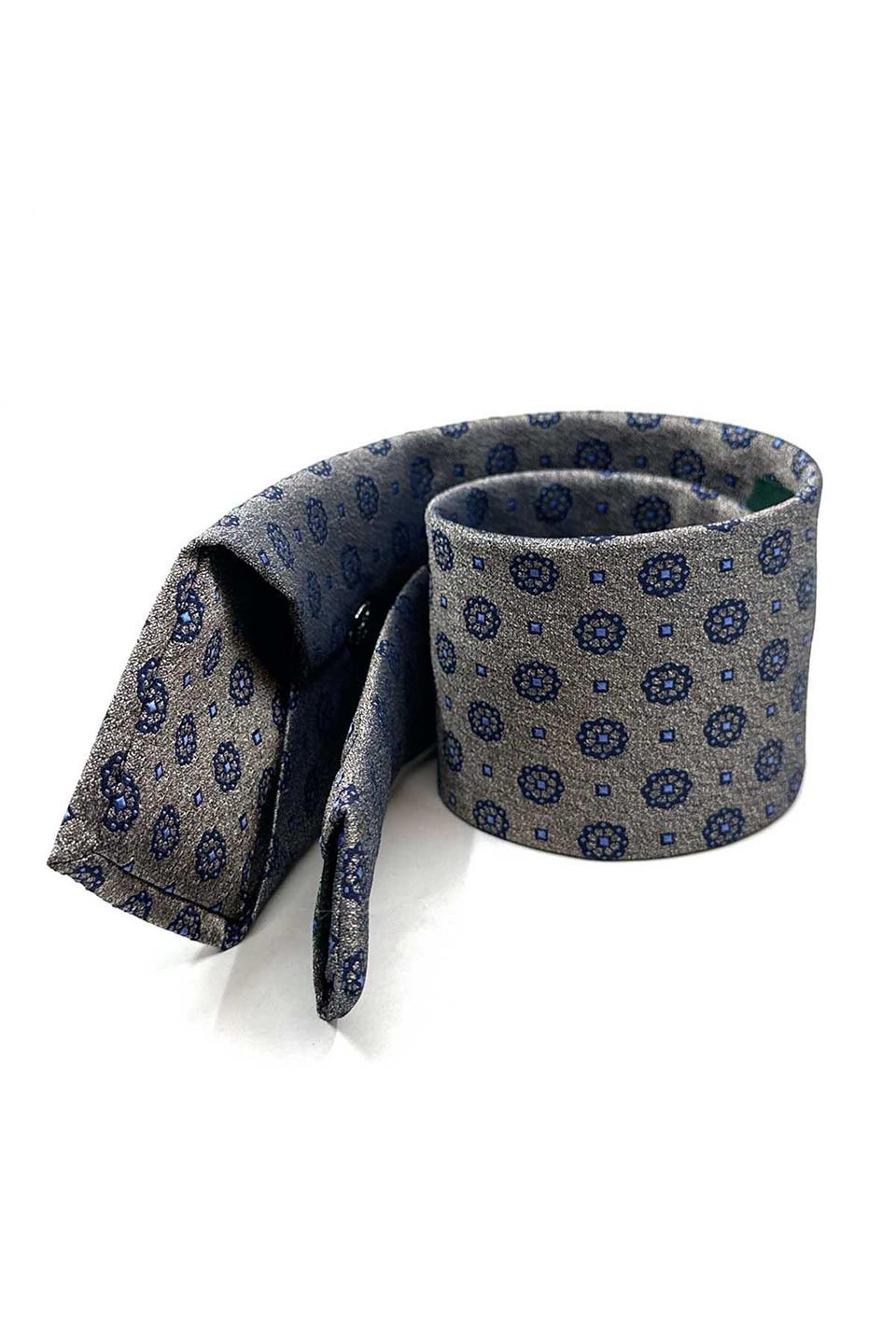 Bej Motif Desen Mendilli Klasik Kravat KK12909