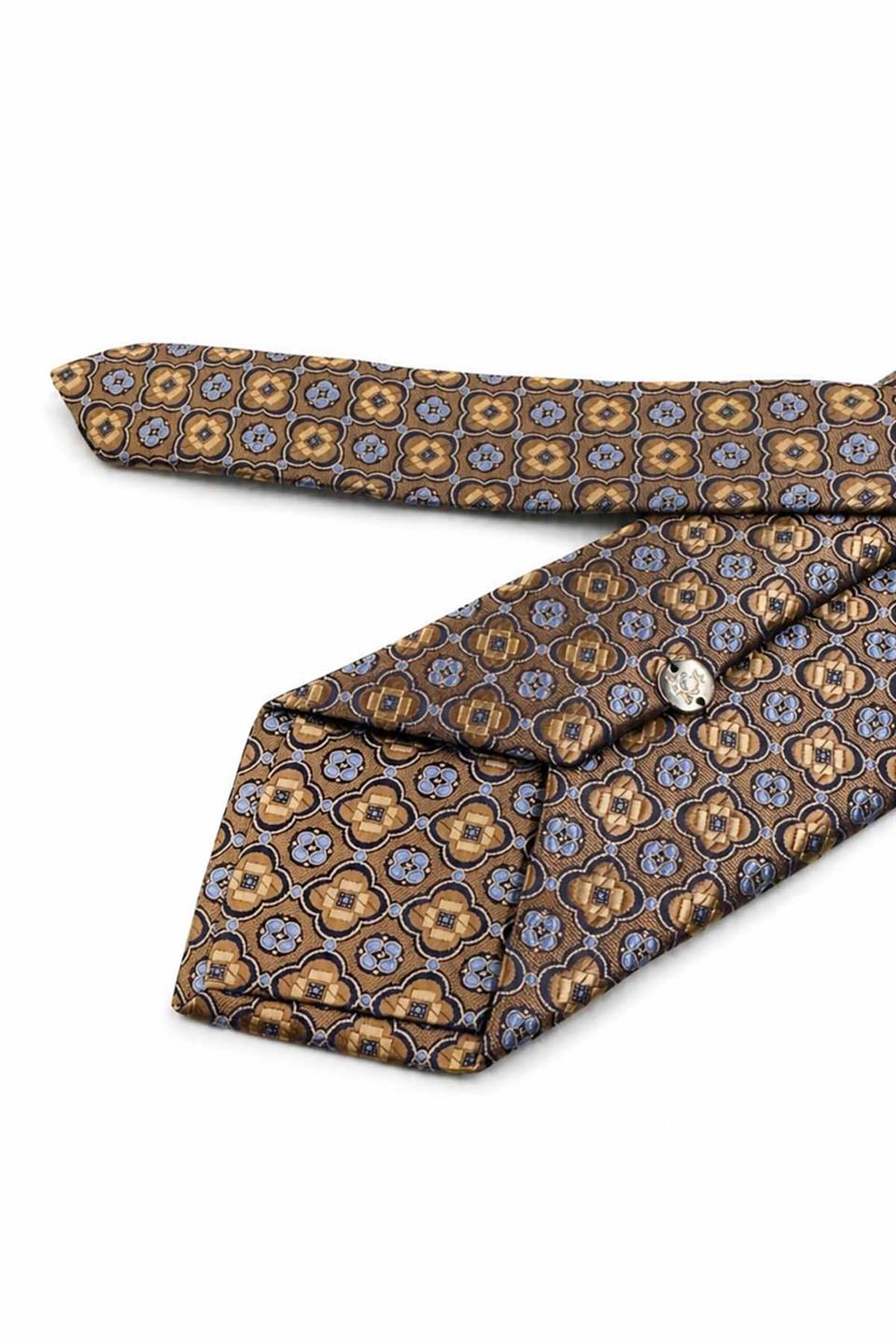 Bej Motif Desen Mendilli Klasik Kravat KK13628