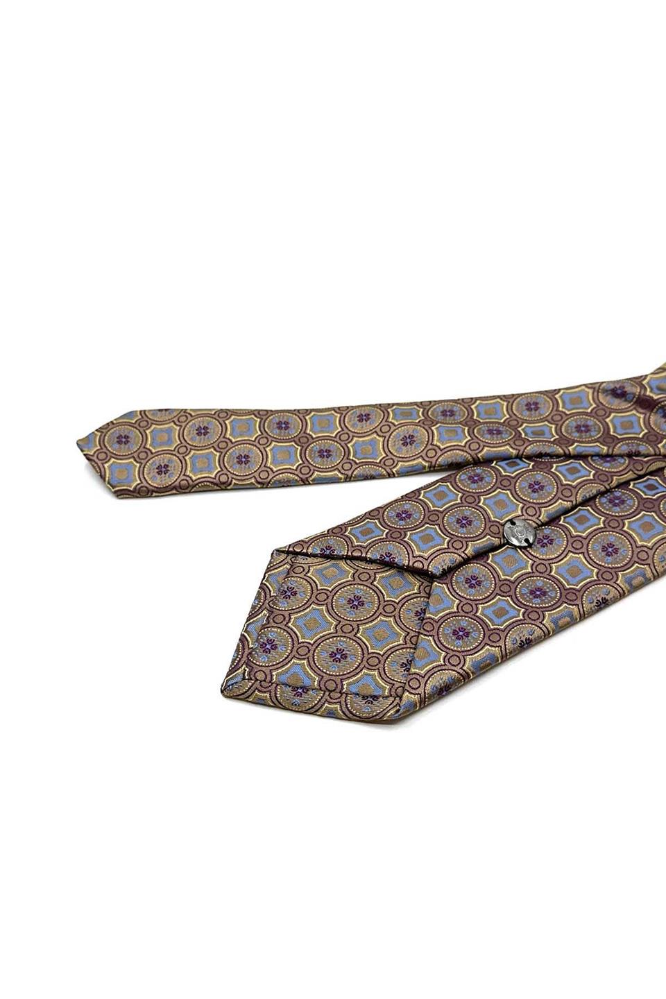 Bej Motif Desen Mendilli Klasik Kravat KK12953