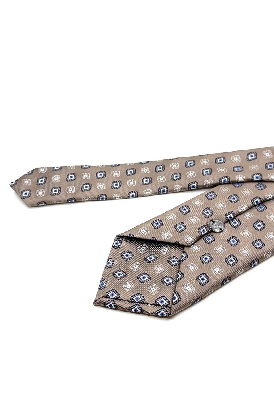 Bej Motif Desen Mendilli Klasik Kravat KK13087