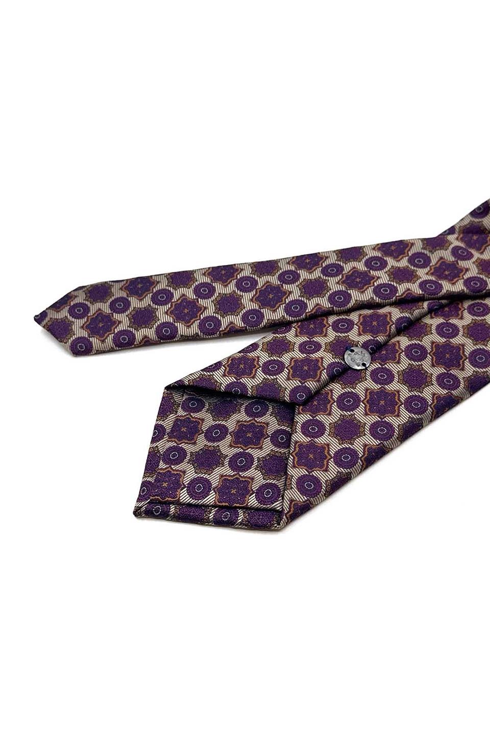 Bej Motif Desen Mendilli Klasik Kravat KK12973