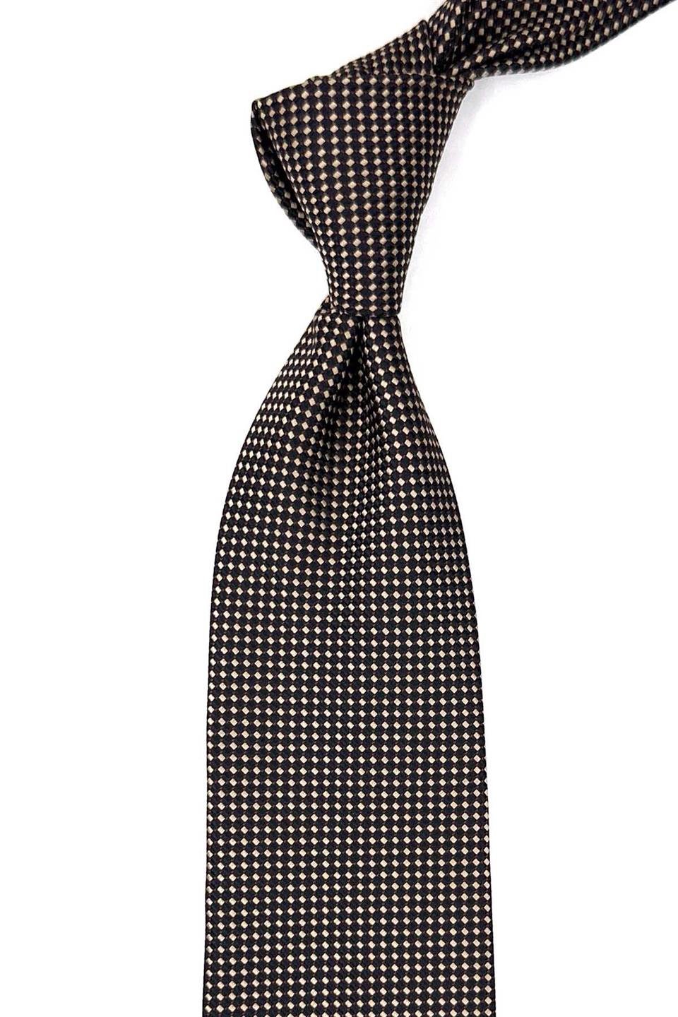 Bej Nokta Desen Mendilli Klasik Kravat KK12562