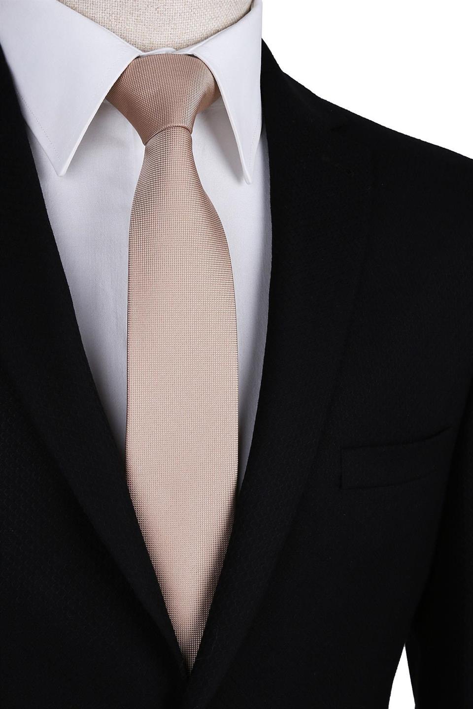 Bej Nokta Desen Slim Kravat SK7584